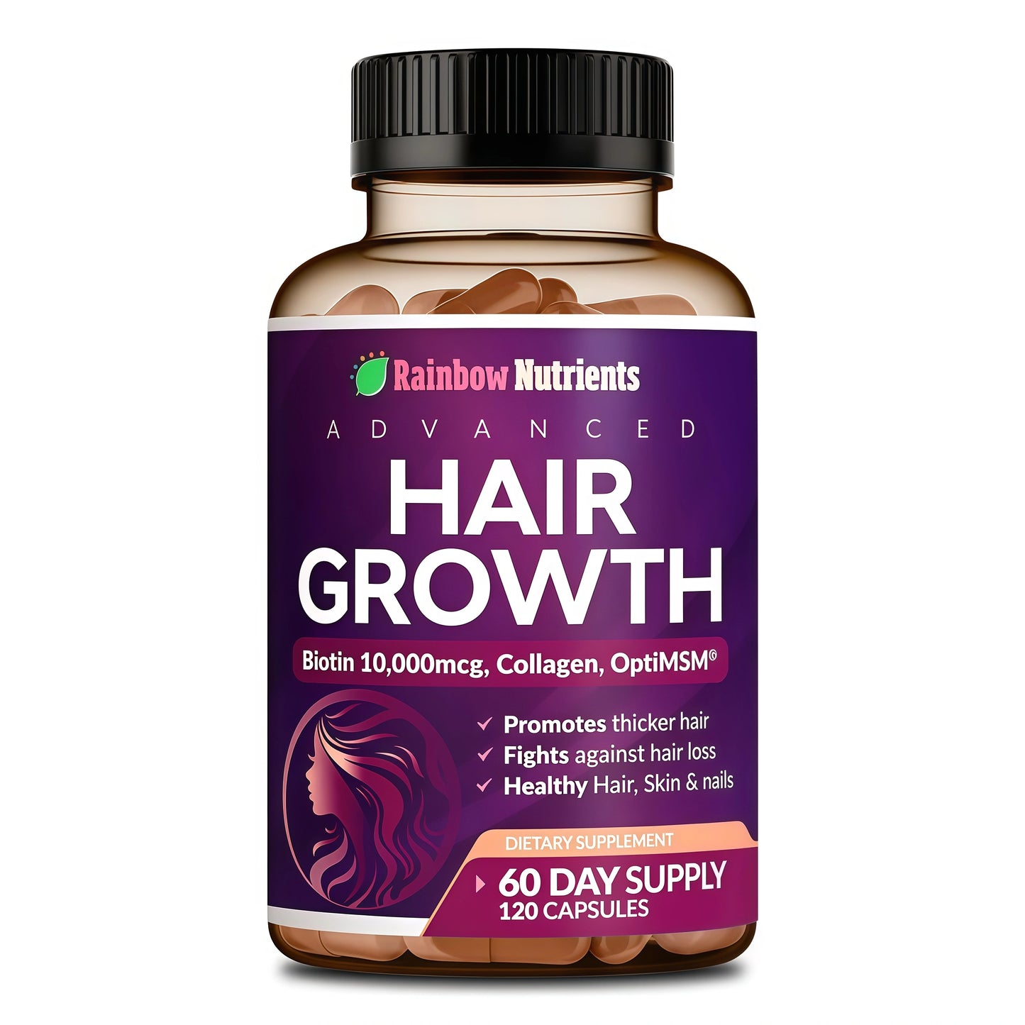 Hair Growth Vitamins for Women | Biotin 10,000mcg, Collagen, Patented OptiMSM®, goMCT®, Saw Palmetto | Naturally Regrow Stronger & Healthier Hair, Skin and Nails | May Stop Hair Loss